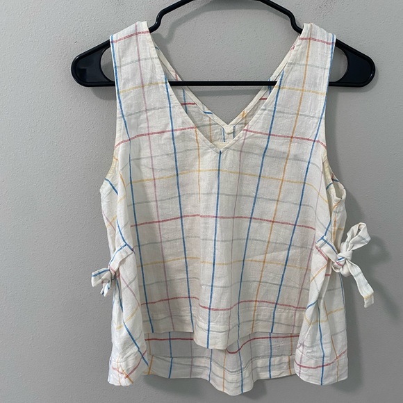 Madewell Multicolor Plaid Tank Top with Side Ties - Picture 1 of 4